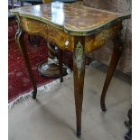 An Antique Continental rosewood side table, of serpentine form, with single frieze drawer, raised on