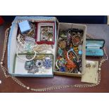 2 boxes of Vintage costume jewellery