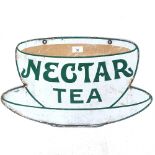 Antique double-sided enamel sign advertising Nectar Tea, length 53cm