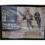 A framed poster, "Butch Cassidy and The Sundance Kid", 6 Antique coloured engravings, retailed by