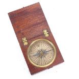 An 18th century mahogany-cased and brass-mounted compass, case width 8cm