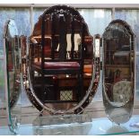 A Venetian style 3-fold dressing table mirror, H 69cm