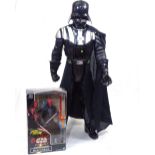A boxed Star Wars Darth Maul figure, and Darth Vader, height 79cm