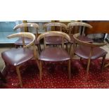 A set of 6 Andreu World Carola dining chairs with leather seats, 2 retaining maker's label
