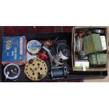 A box of angling equipment