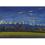 Tim Pryke, watercolour, night sky, framed, W65cm