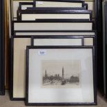 A collection of framed etchings and engravings, all framed (15)