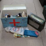 A Roberts R500 C1950's radio, and a First Aid case and contents