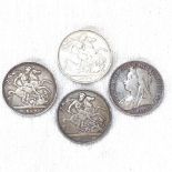 4 Victorian silver crowns