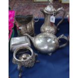Silver plated tea and coffeeware, wine cooler, casket etc
