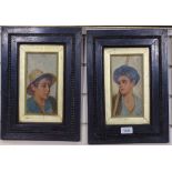 Luigi Palumbo, pair of oil on panels, portraits of Neapolitan boys,framed