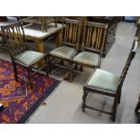 A set of 4 1920s oak barley twist dining chairs, with upholstered drop-in seats