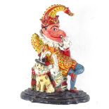 A painted cast-iron Mr Punch and Toby doorstop, height 30.5cm