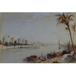 Early 19th century British School, watercolour, the Palace of Ibrahim Pasha on the Nile, unsigned,