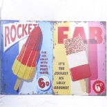 2 tin signs advertising Lollies, height 70cm