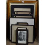 A collection of framed engravings and etchings, including maple-framed (14)