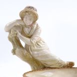 A Royal Worcester porcelain table centre bowl, in the form of a country girl with a basket, signed