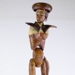 Clive Fredriksson, mixed media wood sculpture, abstract figure, height 42"