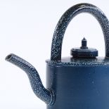 Walter Keeler (British - born 1942), a salt-glaze stoneware teapot in blue/grey glaze, impressed