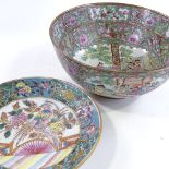 A Chinese famille rose porcelain bowl with painted figures, diameter 30cm, and a famille rose