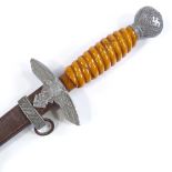 A German Army dagger, blade signed Rudolf Buchel Solingen, nickel plate scabbard