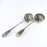 A pair of Georgian silver ladles, by Richard Pearce, hallmarks London 1817 and 1824, 14oz total