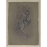 19th century pencil drawing, Classical study, indistinctly signed, 10.5" x 7", framed