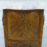 A French kingwood and marquetry inlaid serpentine-front escritoire, with fall-front, 3 drawers