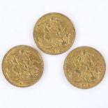 3 Edward VII 1908 gold sovereigns