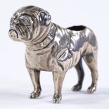 An Edwardian novelty silver figural Bulldog pin cushion, by Adie & Lovekin Ltd, hallmarks Birmingham