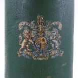 A George VI green painted stick stand, with Royal coat of arms, height 56cm