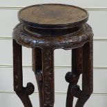 A Chinese carved hardwood jardiniere stand, height 3'82, top diameter 13.5"