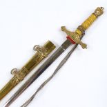 A miniature German military dagger and scabbard, length 20cm