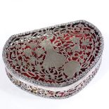 An Edwardian silver Art Nouveau jewel box, with pierced floral and figural decoration, by George