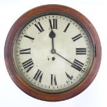 A 19th century mahogany-cased 8-day dial wall clock, with painted dial, overall diameter 44cm