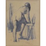 William Dring, crayon, female nude, signed and dated 1938, 12" x 9", framed