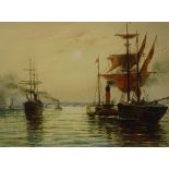 Pair of 19th century oils on canvas, docklands scenes, indistinctly signed, 12" x 19", framed