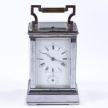 A French Drocourt early 20th century 8-day chrome plate carriage clock, with repeat movement and...