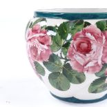 A Wemyss Pottery jardiniere in Cabbage Rose pattern, painted and impressed marks, height 16.5cm