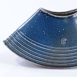 Walter Keeler (British - born 1942), a blue salt-glaze altered form vessel, maker's mark in