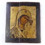 A Russian painted and gilded wood icon, 18th/19th century, 31cm x 27cm