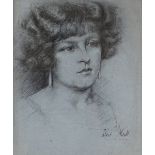 Early 20th century charcoal and chalk, portrait of a woman, indistinctly signed, 14" x 11", framed