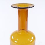 Holmegaard Denmark, a large amber glass vase by Otto Brauer, height 30cm