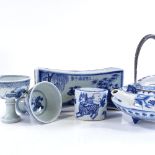 A group of Chinese blue and white porcelain items