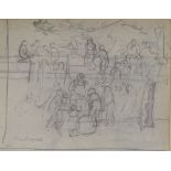 Prendergast, pencil sketch, a group of figures, signed, 8.5" x 10.5", framed