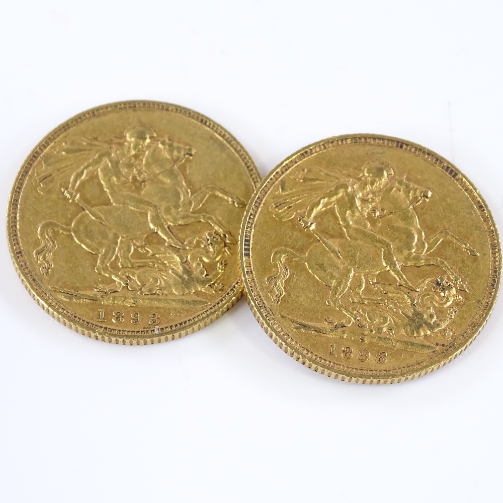 2 Victorian gold sovereigns, 1893 and 1896 - Image 3 of 3