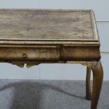 A Queen Anne style walnut low table, with shaped frieze drawer and cabriole legs, width 2'3"