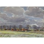 Llewellyn Petley-Jones (1908 - 1986), watercolour, landscape, 1982, 9" x 13", framed