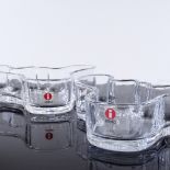 Iittala Finland, 2 Savoy glass dishes designed by Alvar Aalto, clear glass, length 13.5cm