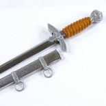 A German Second War Period Luftwaffe Second pattern dagger, maker's marks SMF, nickel plated